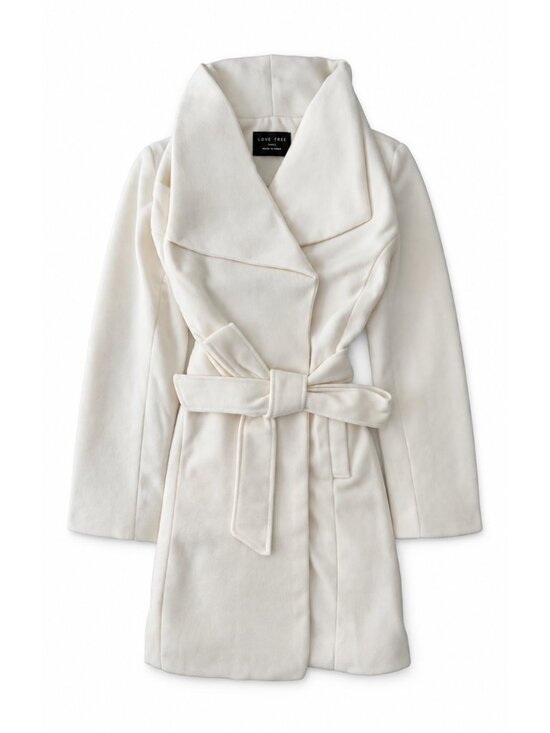 Love Tree Jackets & Blazers - Love Tree White Belted Waterfall Coat Women's S-L NWT